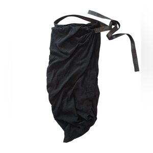 Donna Karan Collection Fall 2001 Runway Vintage Wool Crepe Leather Wrap Skirt XS